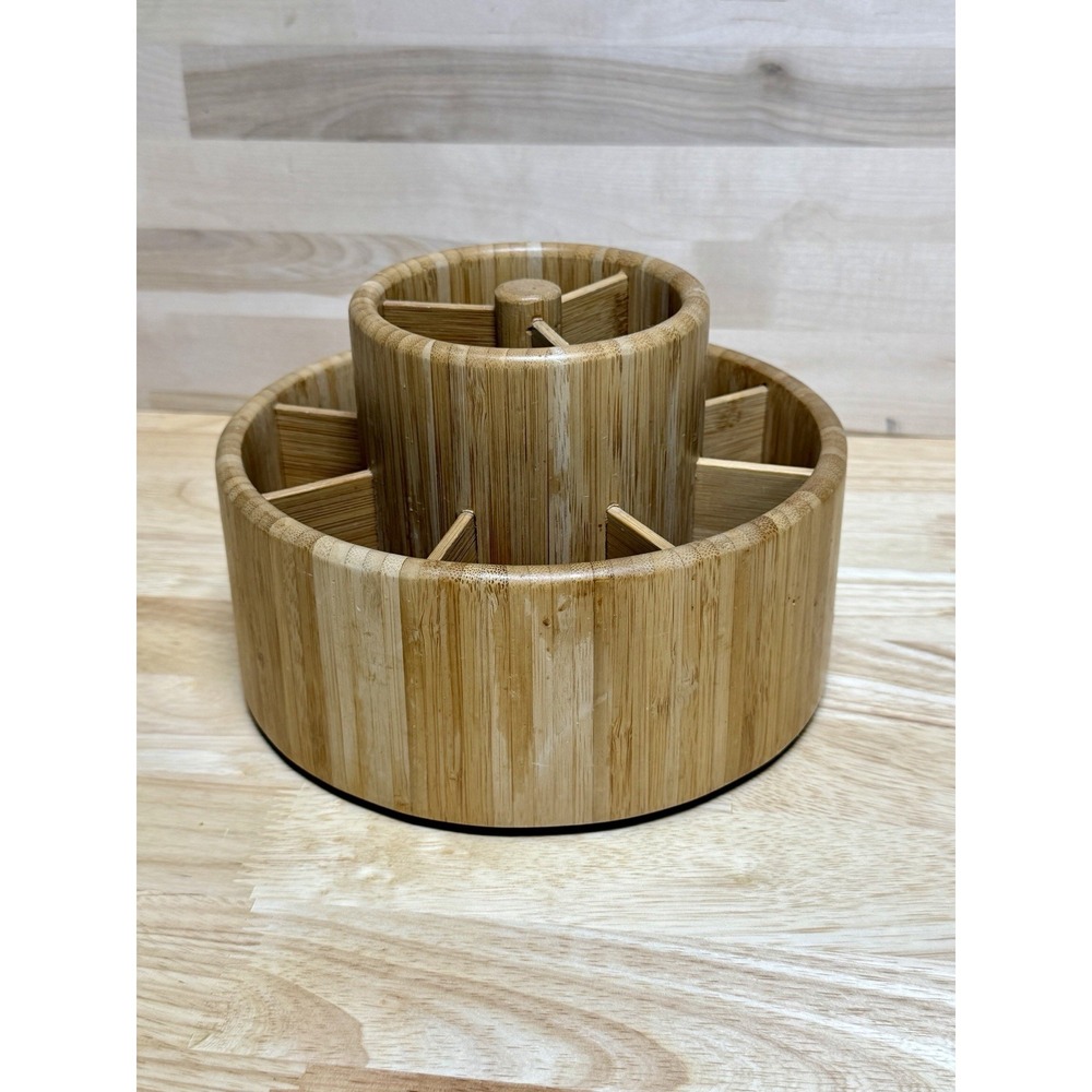 Pampered Chef Bamboo Tool Turn About Carousel Utensil Holder Caddy #2172 RETIRED